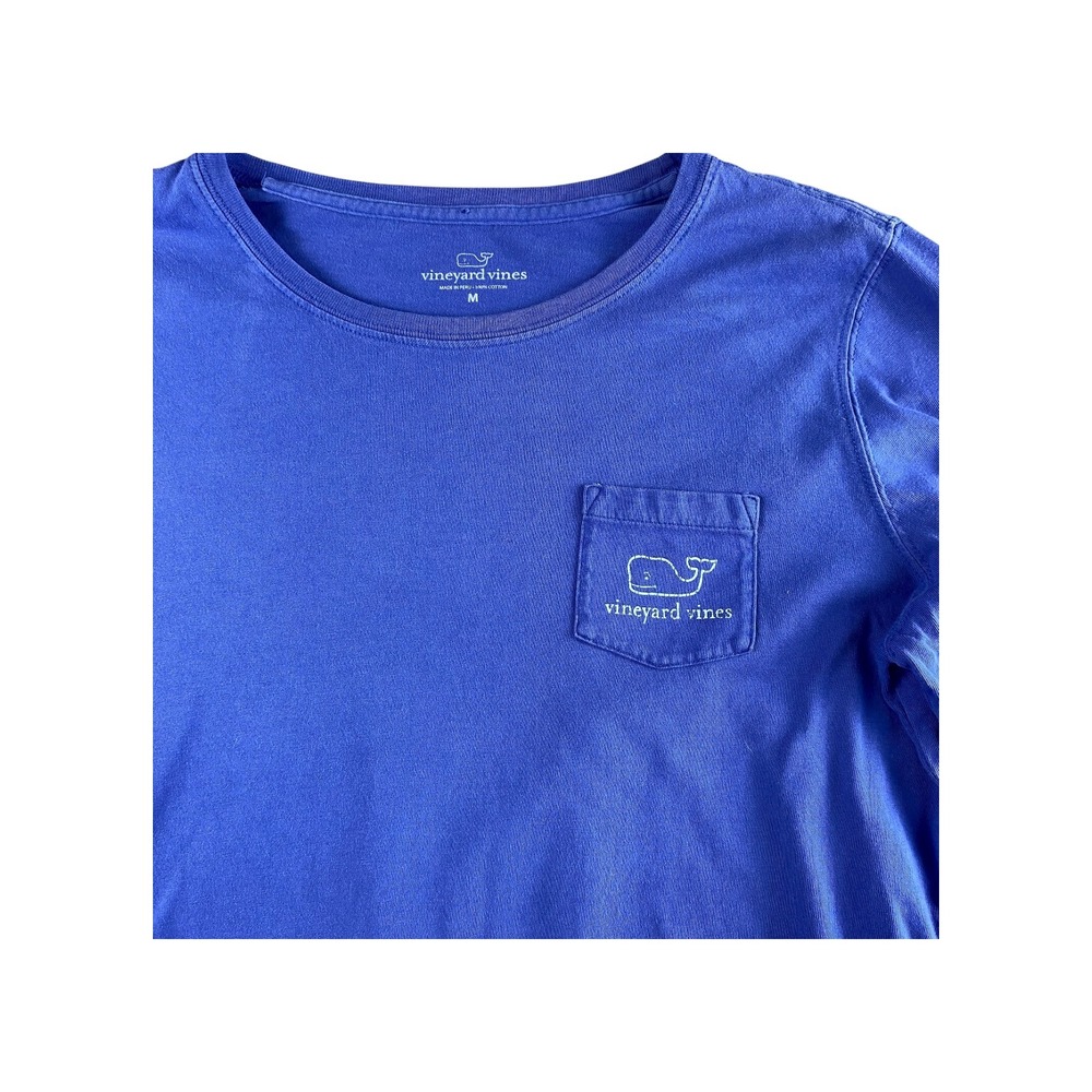 Vineyard Vines Long Sleeve Pocket Tee Shirt Blue Whale Logo Cotton Size M